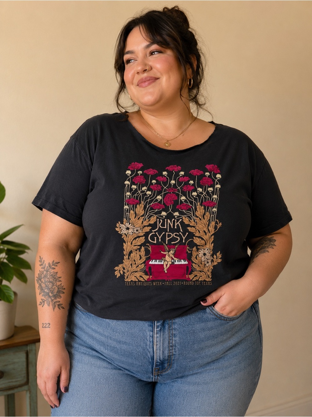 JG Black Floral Graphic Tee